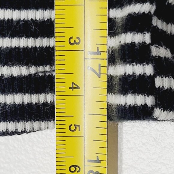 Aeropostale Striped Black White Cotton Spandex Ruffle Neck Long Sleeve Rib Y2K - Picture 9 of 11